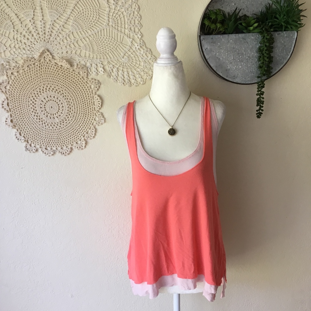 Free People Karmen double layer linen blend tank